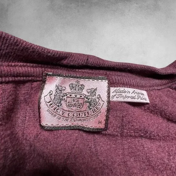 Vintage Juicy Couture Y2k Babydoll Dress Velour M Maroon Red USA Cable - Picture 3 of 7